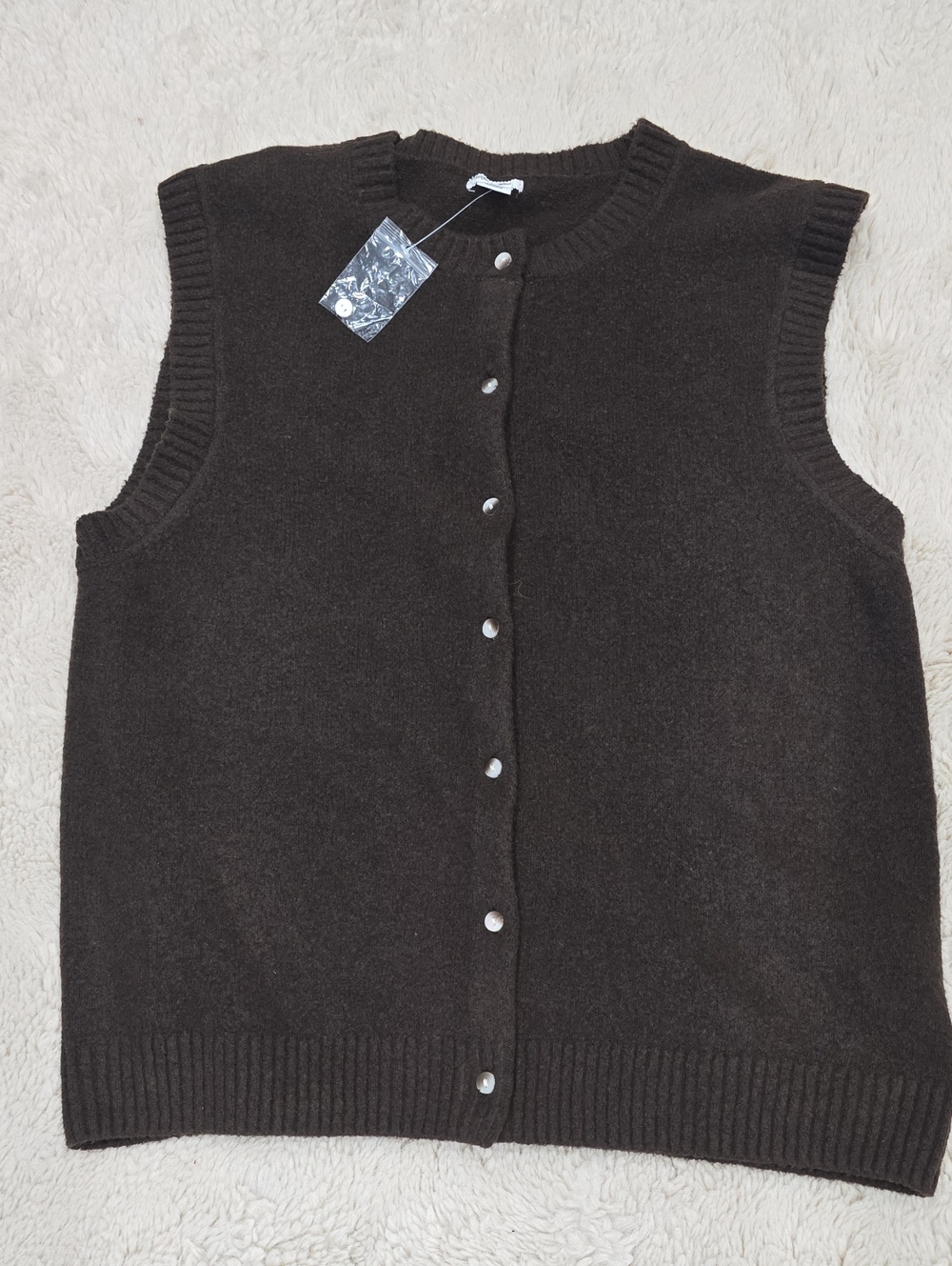 Kimchi Blue Dark Brown Sleeveless Button Cardigan